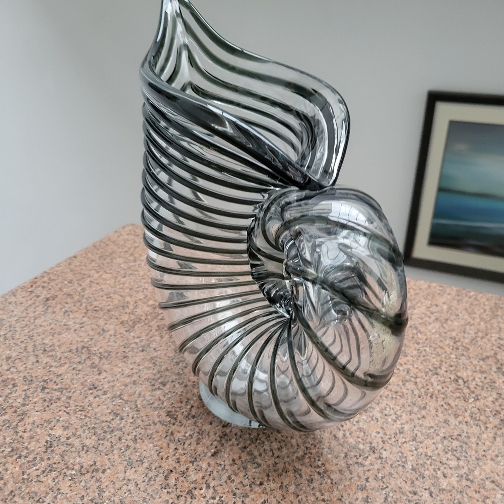 Murano Seashell Glass Vase Oversized Nautilus Sea Art Decor Nautical 🐚 - Picture 6 of 6